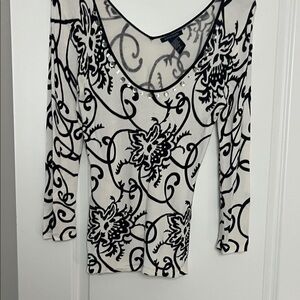 Boston Proper Black and White Floral sweater